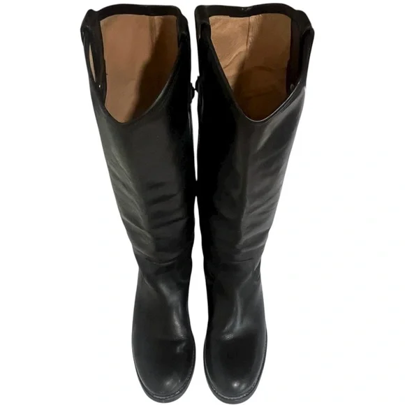 Frye Melissa Button Tall Black Leather Riding Boots Classic Fall Staple - Picture 8 of 16